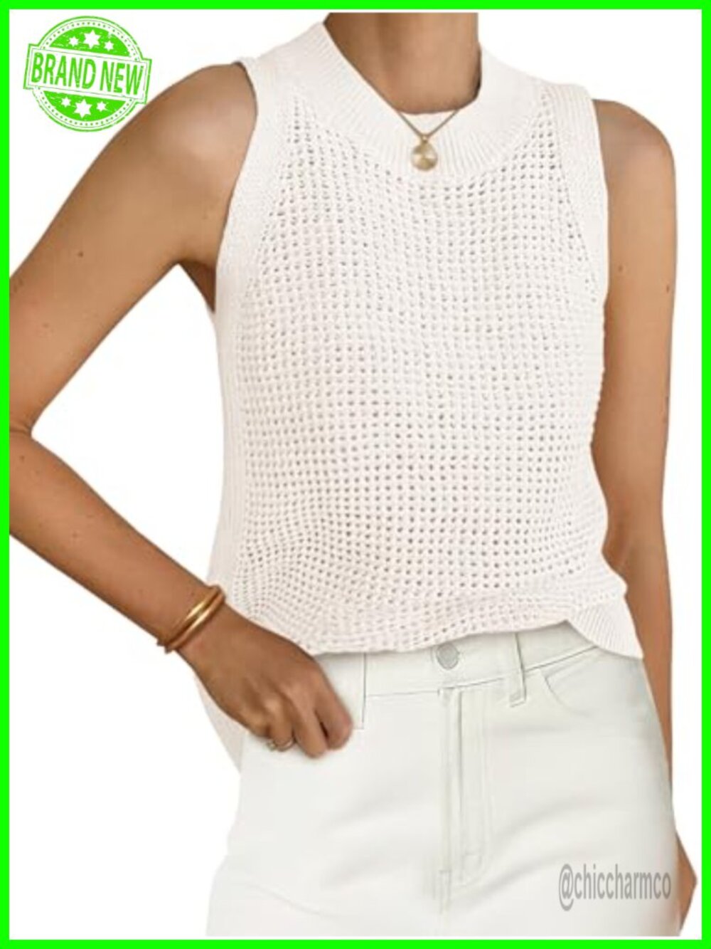 Crochet Tank Top Sleeveless Knit Sweater Boho Summer Beach Coverup